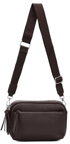 Damen Tasche Cross Over Body Bag Brusttasche Umhängetasche Schultertasche Brieftasche Smartphone Geldtasche Abend Handy Clutch Schokobraun
