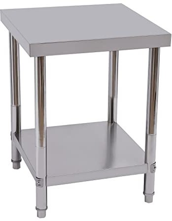 Hanmorfarbi Carrello da lavoro in acciaio inox di qualità industriale, 2 ripiani, 400 kg, portata 201, antiruggine, 60 x 60 x 80 cm, per la preparazione degli alimenti, facile da montare per cucina
