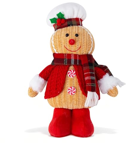 JynxtoyZeal Gingerbread Man Plush Christmas Decoration Gingerbreads Plushies Soft Christmas Stuffed Animal Gingerbread Man Cute Xmas Plush Birthday, 25x16cm