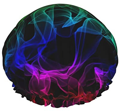 Glow In Dark Splatter Neon Shower Cap Reusable Double Waterproof Layers Bathing Shower Hat Hair Protection Shower Hat