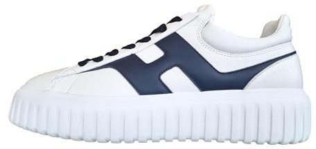 Hogan Scarpe Uomo Sneaker H-Stripes in Pelle HXM6450FE91QZB11G1 Bianco e Blu (Bianco e Blu, Sistema Taglie Calzature EU, Adulto, Numero, Media, 42.5)