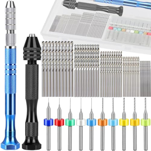 EATBALE 60-teilig Handbohrer-Set Mini Bohrmaschine mit Mikro-Spiralbohrern PBC Mini-Bohrmaschine Präzisions-Stiftbohrer für Harz Polymer Ton Basteln Heimwerken Schmuck Elektronikmontage