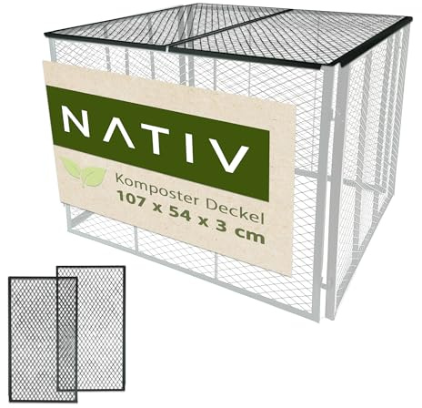 NATIV Deckel für Metallkomposter 2er Set, Komposter Deckel, Abdeckung für Gartenkomposter, wetterfest, robust, verzinkt Silber oder pulverbeschichtet in grün, Zubehör für Komposter (L - grün)