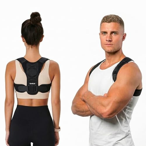 KediLife Rückenstützgürtel zur Haltungskorrektur - Größe S/M - Ergonomischer Rücken Geradehalter für Damen & Herren - Verstellbare Rückenbandage & Schultergurt - Atmungsaktiv & Komfortabel