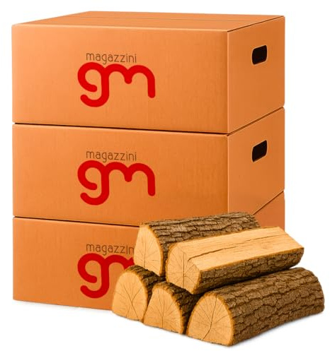 MagazziniGM, Legna Da Ardere Verde Non Essiccata, pezzi da 25 Cm per Stufe Camini Barbecue Fuoco Riscaldamento (Legno di quercia, 45 Kg (3 Pacchi))