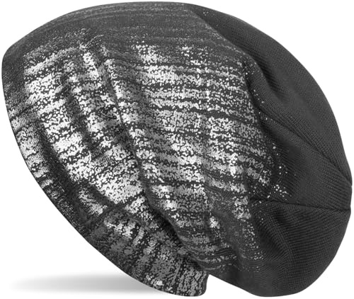 styleBREAKER Unisex Beanie Mütze Metallic Fleece Futter 60cm | Slouch Longbeanie. elastisches Material. Bundweite 26cm. Höhe 28cm. Einheitsgröße. winterfest. weiche Haptik.
