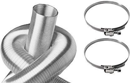 Intelmann Alu Flexrohr 100mm, Länge 3m + 2 Edelstahl Schlauchschellen