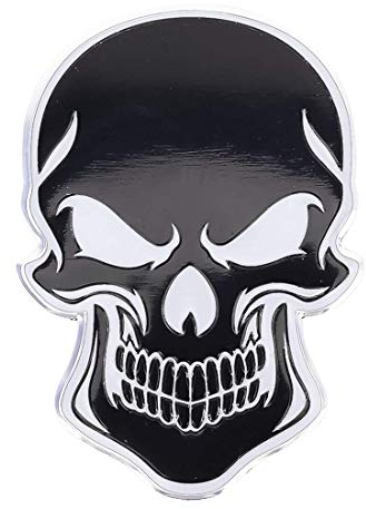 3D Metall Skull Totenkopf Sticker Logo Emblem Badge Auto Aufkleber Motorrad Schädel Chrom schwarz Bad car