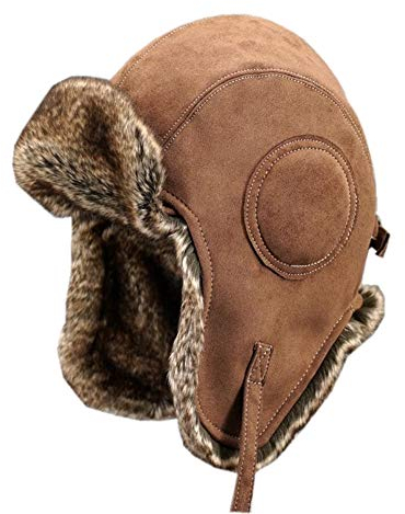 Insun Unisex Warme Fliegermütze Winter Fellmütze Trappermütze mit Kunstfell Braun Wildleder M