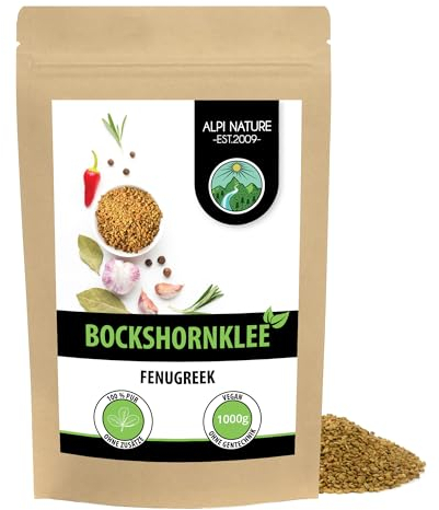 Alpi Nature Bockshornkleesamen ganz 1kg, Bockshornklee ganz, Bockshornklee Gewürz, Fenugreek