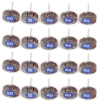 Yuhtech Fächerschleifer, 20 Pcs Schleifköpfe 32 x 10 x 3.2mm für Rotary Tools, 80 Grit Schleifpapier Polierscheibe