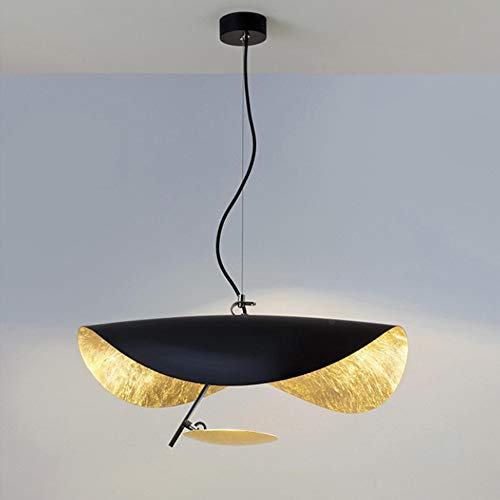 COCOL LED Hängelampe Persönlichkeit Hängeleuchte Hut Mode Kreative Blattgold Pendelleuchte Hängende Linie Höhenverstellbar LED Restaurant Schlafzimmer Lounge Cafe Bar Pendellampe Weiß (Black)