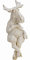 Deko-Figur Kantenhocker Cooler Elch sitzend aus Poly mit Glitter - Weihnachtsdeko Winterdeko (Weiss) B9 x H24 x T12cm