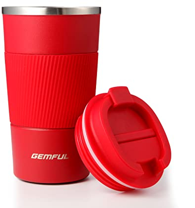 GEMFUL Travel Mug Thermal Double Walled Stainless Steel Leakproof Coffee Cup for Hot & Cold Drinks 510ml/18oz