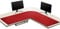 ZORESYN L-Shaped Gaming Desk Mat Mouse pad, Computer Corner Desk Pad, (137+140) x40cm Home Office Writing Desk Pad, Large Waterproof PU Leather Corner Mousepad - Red
