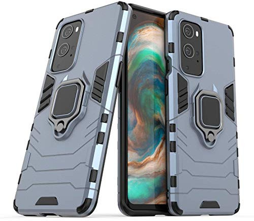 IMIRST OnePlus 9 Pro 5G Case, Heavy Duty Armor Dual Layer Shock Resistant Hybrid Protective Case Cover with Ring Holder Kickstand for OnePlus 9 Pro 5G. HB Blue