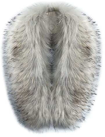 MAGIMODAC Fellkragen Pelzkragen Kunstfell Kunstpelz Fell Kragen Pelzschal Wie echt für Kapuze Kapuzenmantel Winter Parka Mantel Jacke (Hellgrau, 90cm/35.43’’)