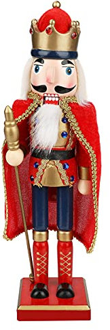 Auniq Nussknacker Figur, 38 cm Zauberhafter Nussknacker Soldat in rot klassisch Holz Traditionelle Weihnachtsnussknacker Figuren Tischschmuck für Hausgarten Weihnachtsbaum Party Geschenk