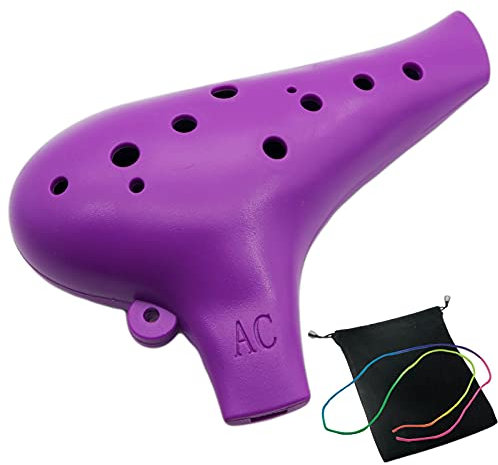 Aestivate Ocarina de plástico Instrumento de ocarina de 12 agujeros, instrumento de ocarina alto C de 12 agujeros, instrumento fácil para niños, principiantes (morado)