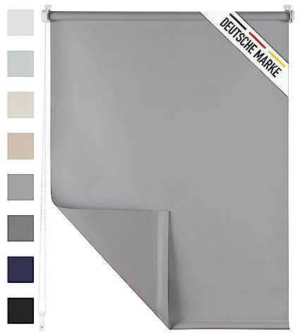 Blumtal Verdunklungsrollo 120 x 130-155 cm - Klemmfix Rollo ohne Bohren - Thermorollo Klemmfix - Fensterrollo Innen für Fenster und Türen - Klemmrollo - Fensterrollo - Sichtschutz Rollo in Hellgrau