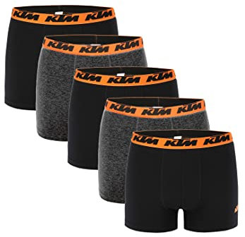KTM by Freegun Boxershorts für Herren Unterwäsche Pant Men´s Boxer 5 er Pack, Farbe:Dark Grey/Black, Bekleidungsgröße:S