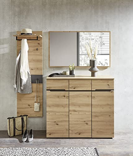 möbelando Garderoben-Wohnkombination Kompaktgarderobe Flureinrichtung Set Meagan III