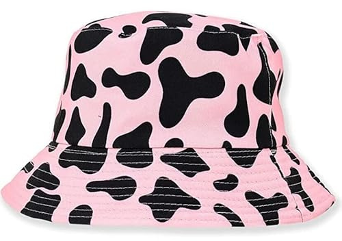 ARG UnisexCotton Bucket Hut Sommer Reisen Festival Sonne Fischer Hüte Wendbar, Kuh-Rosa, One size