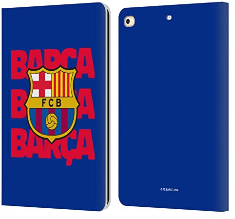 Head Case Designs Licenciado Oficialmente FC Barcelona Escudo del Barça Gráficos Carcasa de Cuero Tipo Libro Compatible con Apple iPad 9.7 2017 / iPad 9.7 2018
