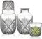 Suwimut 4 Pieces Bedside Water Carafe and Glass Set, 500ml/18 OZ Vintage Night Water Carafe with Tumbler Cup, Glass Mouthwash Decanter for Bathroom, Glass Juice Water Pitcher Set