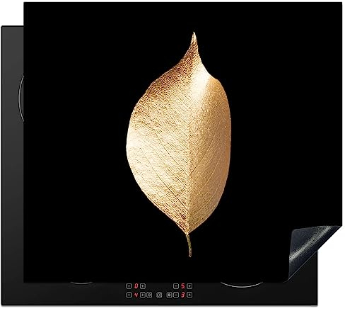 KitchenYeah© Copri Piano Cottura Induzione 59x52 cm Coprifornelli Fornello Proteggi Tutto per la Cucina Fornelli Foglie - Oro - Nero - Piante - Lusso