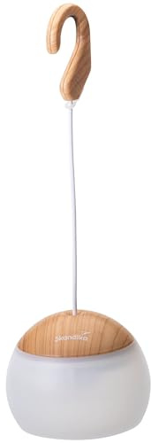 Skandika LED Campinglampe Tufjord |3 Lichtmodi, 2000 mAh Akku, wiederaufladbar, Zeltlampe, Nachtlicht |Lampe für Camping, Garten, Dekoration, Wandern (holzoptik)