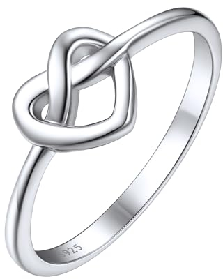 ChicSilver Silber Herz Fingerring für Frauen, 925 Herz Ring mit Knoten, Damen Ewigkeitsringe Vorsteckring, 1.9mm breit Verlobungsring Eheringe für Freundin Ehefrau