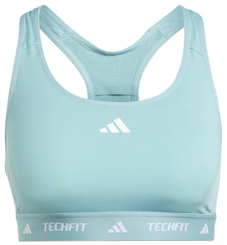 adidas Powerreact Training Medum Support Techfit Bra, Damen Trainings-BH mit mittlerem Halt, Mint ton,
