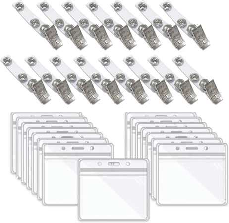 LMOGWL 15 PCS PVC porte - badge transparent, porte - badge d'étiquette de nom, fermeture à glissière étanche et refermable pour protéger la carte d'identité permis de conduire crédit carte de membre