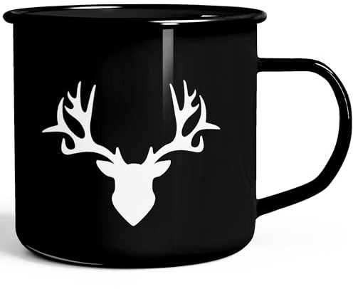 MoonWorks® Emaille-Tasse Hirsch Winter Weihnachten Glühweinbecher Emaille-Becher Schwarz standard