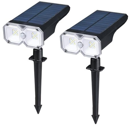 GRIFEMA GD251-2, Lot de 2 Spots Solaires d'Extérieur pour Jardin, Appliques Murales à Énergie Solaire, Étanches pour Jardin, Cour, Allée, Porche, Allée, Noir