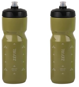 ZEFAL Pack Sense Soft 80 Fahrrad- und Mountainbike-Trinkflasche - Zwei geruchsneutrale, weiche Sportflaschen - BPA Frei Trinkflasche Fahrrad - Silikonsauger - Olivgrün, 2 x 800 ml