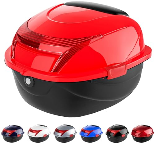 Top Case Motorrad Top Box Koffer Motorradkoffer für Motorrad Scooter Quad Helmkoffer Rollerkoffer Stoßfest Wasserdicht Motorrad Heck Koffer (Color : Rot)