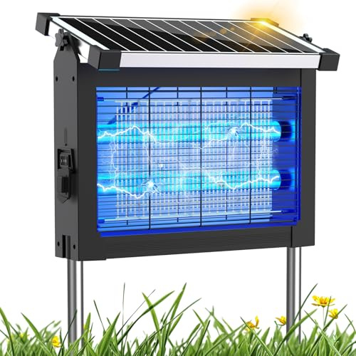 Zapper Solar Insektenvernichter Outdoor Wasserdicht 4500V Elektro Indoor mit Intelligentem Lichtsensor Mückenfalle für Terrasse, Küche
