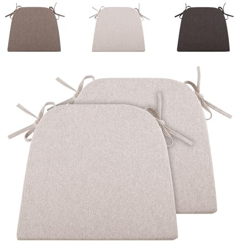 RUIXUAN Stuhlkissen 43 * 41cm Sitzkissen Stuhlauflage Outdoor Gartenstuhlkissen Sitzpolster Auflage für Rattanstühle Outdoor Stuhlkissen mit Bändern (2, beige-2pcs, Standard)