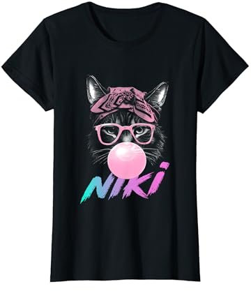 NIKI - Bellissimo nome di bambina con un simpatico gatto Maglietta