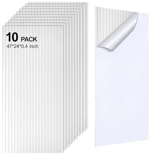 10 Packs Acoustic Panels,Large 47 X 24 X 0.38 Soundproof Wall Panels,Self-adhesive Sound Absorbing Dampening Panel,Sound Proof Panels for Walls Home Studio and Office(White)