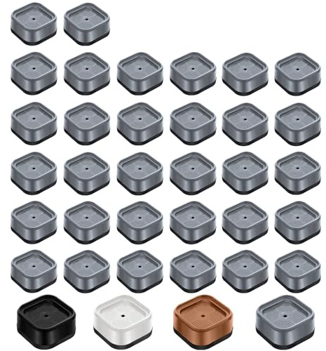 shouwuhho Möbelerhöhungen, verstellbar, strapazierfähig, Höhe 2,5 cm, quadratisch, stapelbar, 2,5 cm, für Schreibtischbeine, Tisch, Couch, Sofa, Stuhl, Bettgestellbeine, Schlafsaal, Grau, 32 Stück