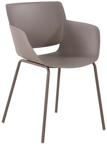 CLP Stuhl Alpena I Outdoorstuhl absolut wetterfest und UV-beständig I Stuhlgestell aus pulverbeschichtetem Stahl I Sessel für draußen, Farbe:Taupe