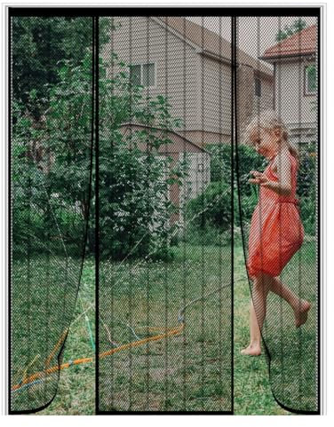 Generisch Magnet Fliegengitter Tür 120x180cm Doppeltürvorhang Insektenschutz Fliegengitter Automatisch Schließend Anti-Mückenvorhang für Doppelschiebetür Terrassentür Moskitonetz