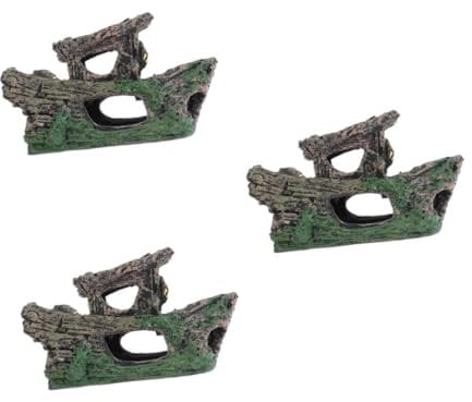POPETPOP 3pcs Fish Tank Shipwreck Landscaping Betta Fish Tank Fish Tank Artificial Driftwood Hide Away for Terrarium Aquarium Shipwreck Tree Trunk Decor Breeding Habitat Fish Tank Log Resin
