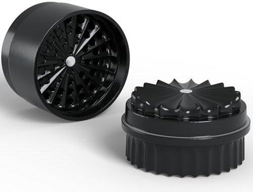 Macinino per erbe senza denti, Ø 63 mm, rivestito in nano-ceramica per macinare senza aderenza, 5 pezzi con contenitore integrato nel coperchio (nero)