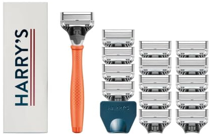 Harry's Shaving Kit für Herren, Rasierklingen-Set, 15 Rasierklingen und Reiseklingenabdeckung, Orange
