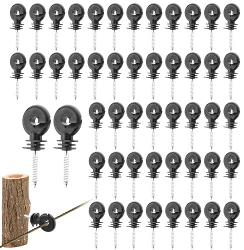 YKUKIZEE 100 Pcs Electric Fence Insulators Screw in, Wire Mesh Ring Insulator, Wood Post Insulator for Animal Agricultural Garden Farm