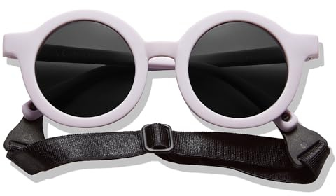 BABYMOCS Polarisierte Kinder Sonnenbrille | UV-Schutz, Biegsam, BPA-frei | Runde Kinder-Sonnenbrille, schwedisches Design (1,5–8 J.): 100% UV-400, verstellbares Band, schadstofffrei & hautfreundlich